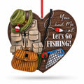 Let’s Go Fishing Heart Shape Fisherman Gear Resin Christmas Ornament