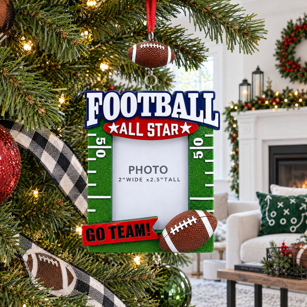Football All Star Photo Frame Resin Christmas Ornament
