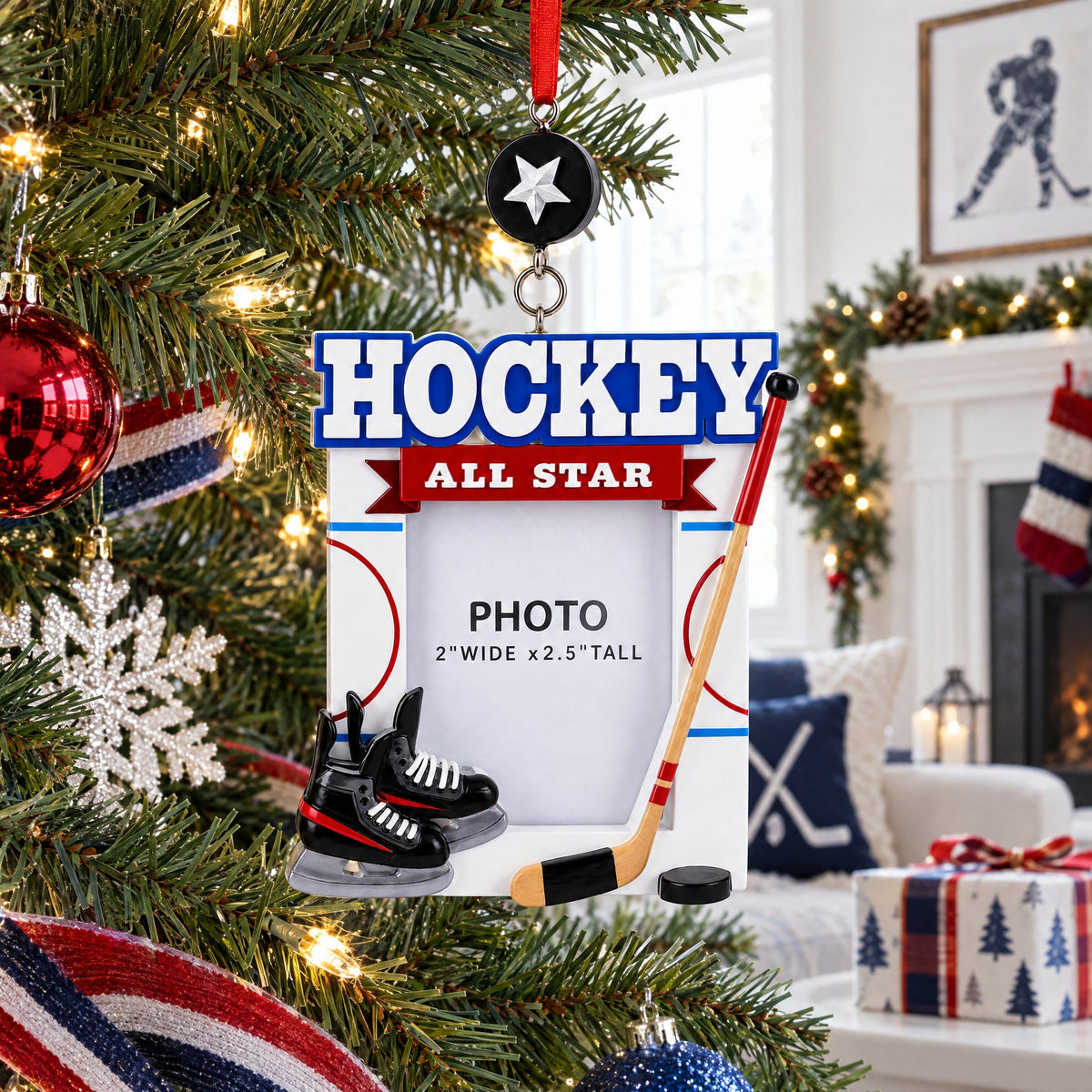 Hockey All Star Photo Frame Resin Christmas Ornament