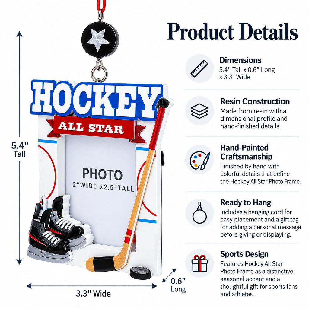 Hockey All Star Photo Frame Resin Christmas Ornament
