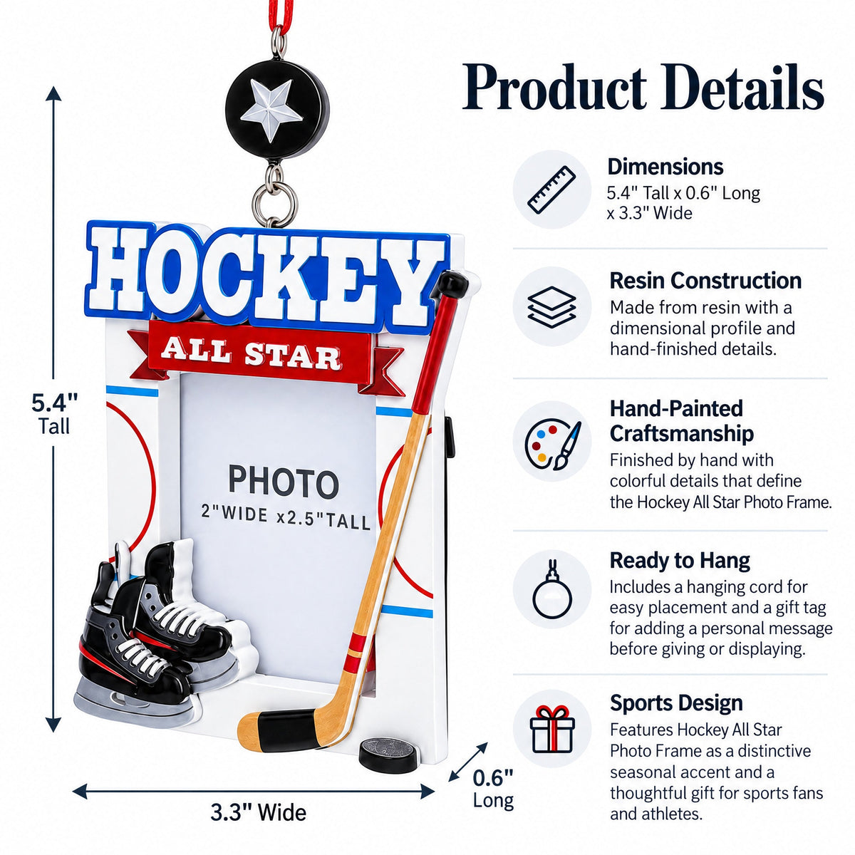 Hockey All Star Photo Frame Resin Christmas Ornament