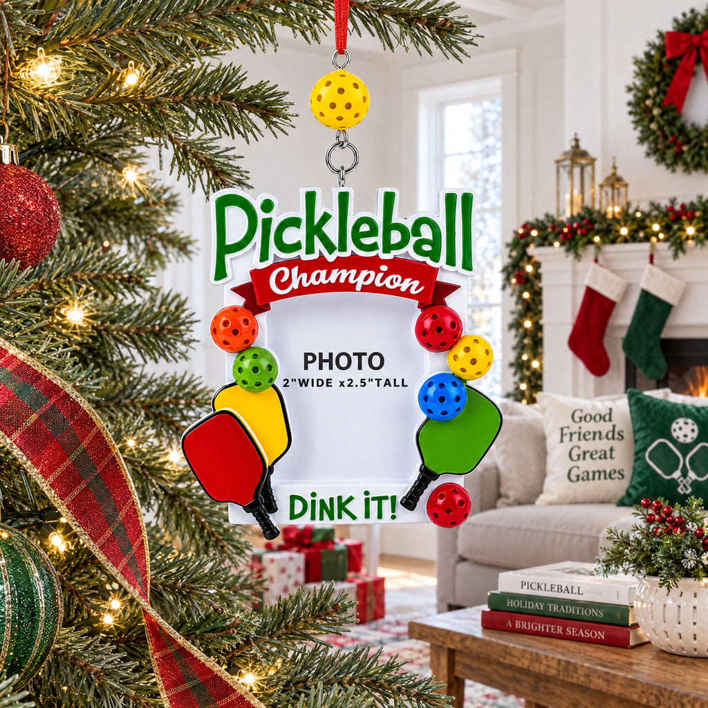 Pickleball Champion Photo Frame Resin Christmas Ornament