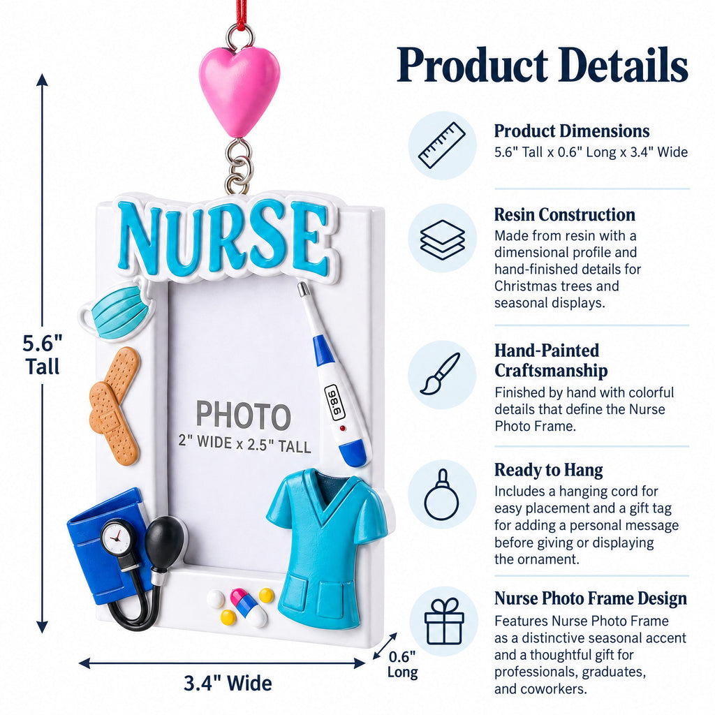 Nurse Photo Frame Resin Christmas Ornament