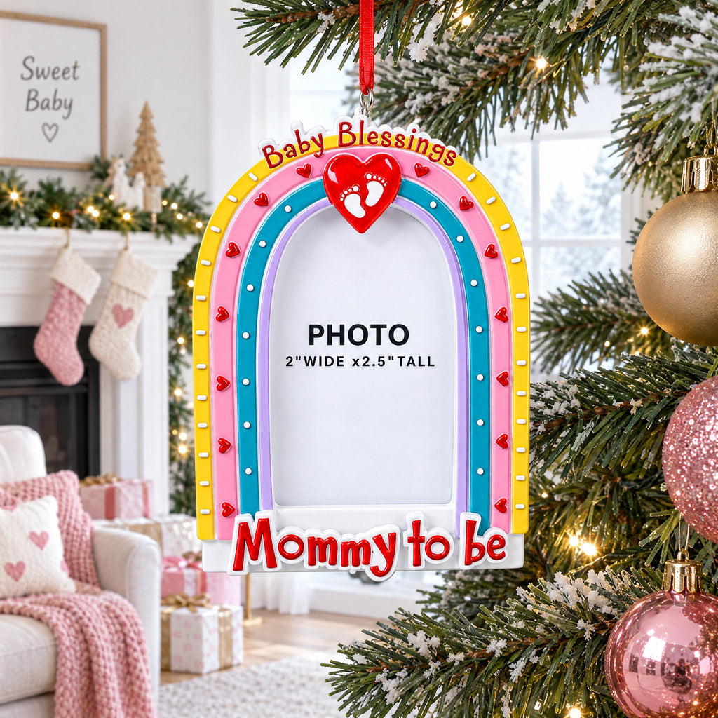 Mom's Baby Blessings Photo Frame Resin Christmas Ornament