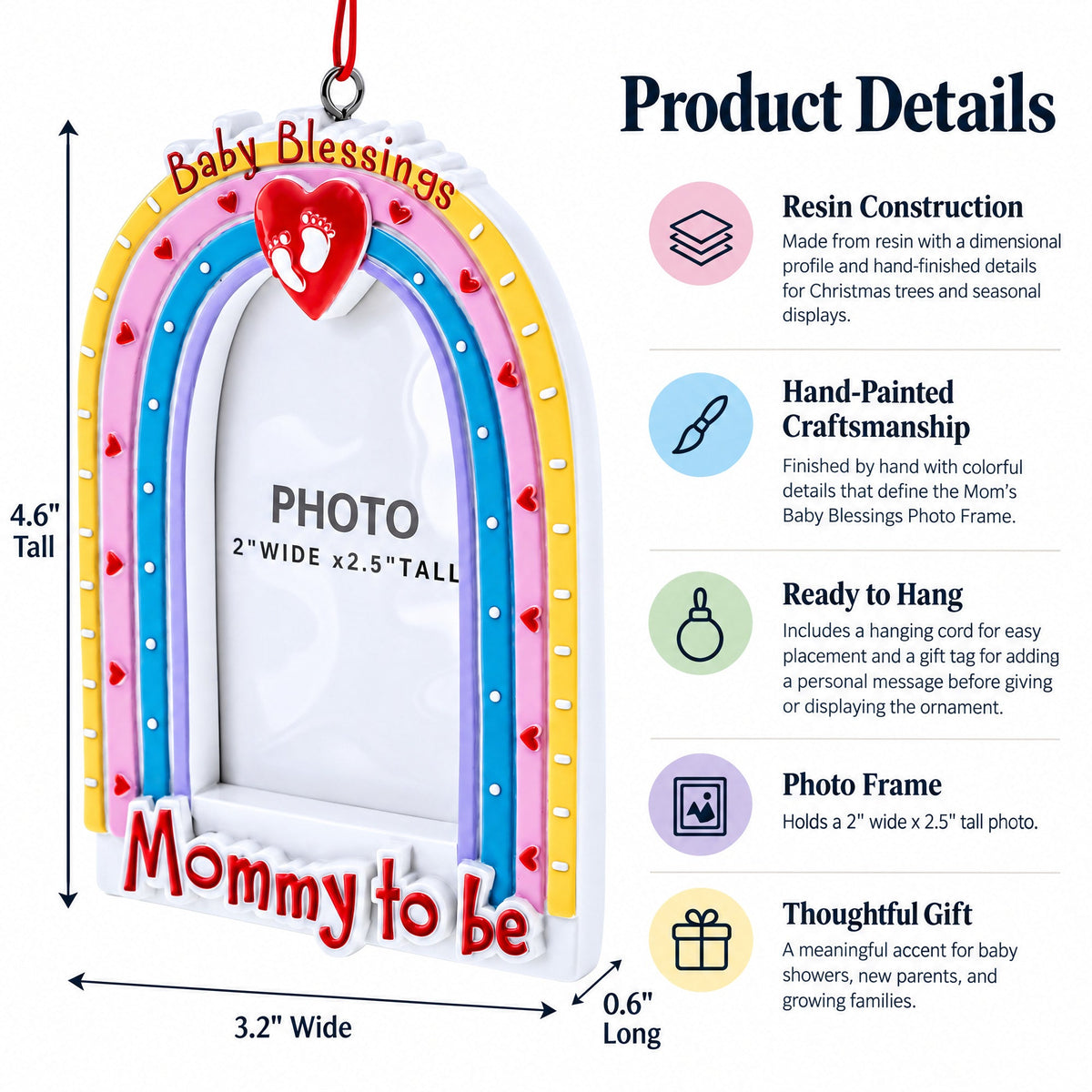 Mom's Baby Blessings Photo Frame Resin Christmas Ornament