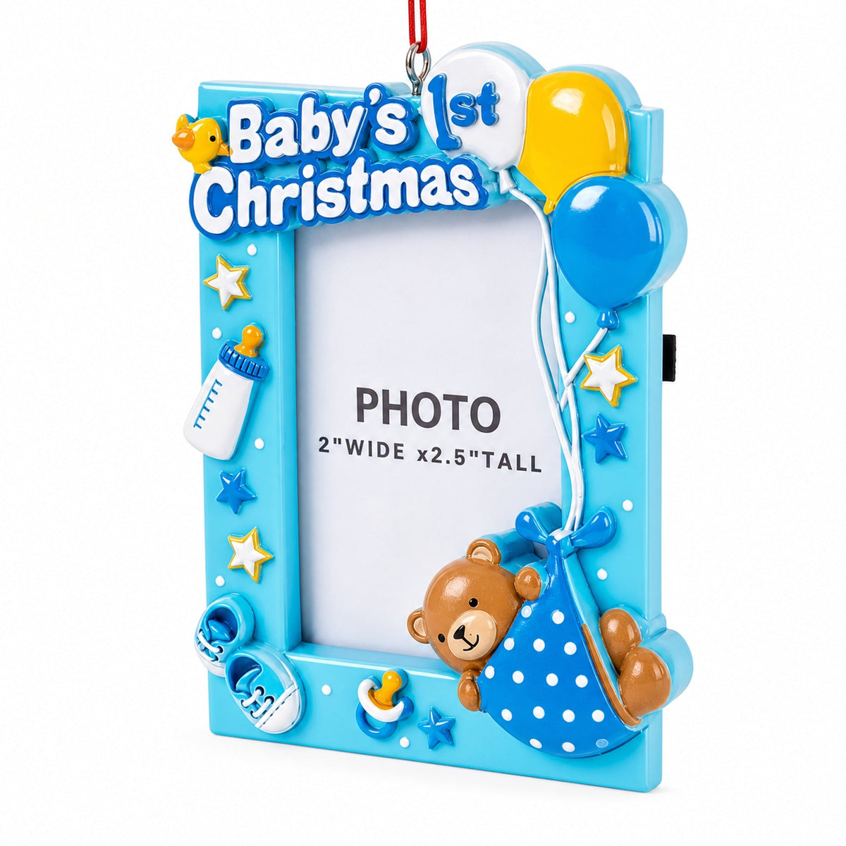 Baby Boy First Christmas Photo Frame Resin Christmas Ornament