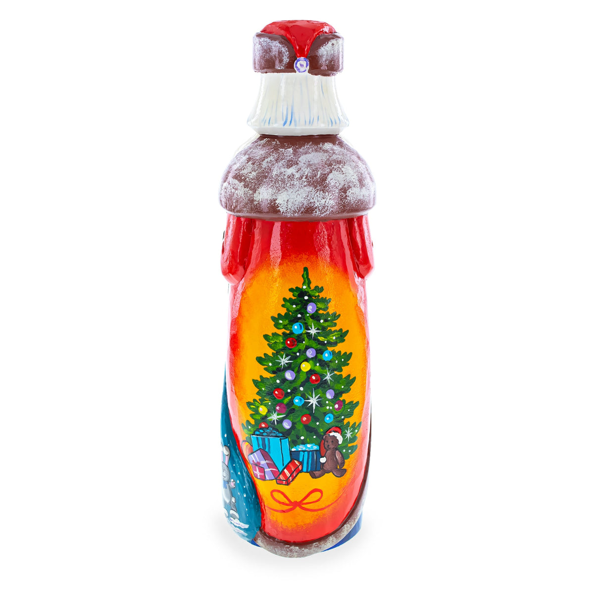 Hand Carved Ukrainian Santa with Lantern Solid Wooden Figurine 11 Inches