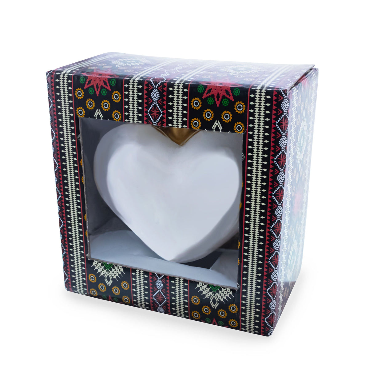Pearl & Ruby Jeweled Heart Glass Ornament