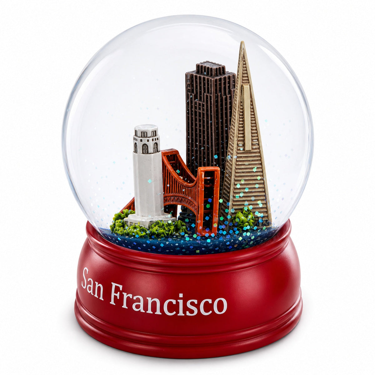 San Francisco Skyline with Iconic Landmarks Glass Water Snow Globe