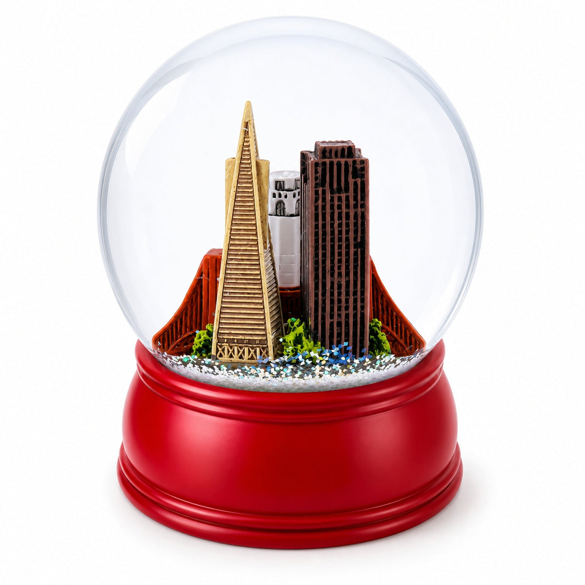 San Francisco Skyline with Iconic Landmarks Glass Water Snow Globe