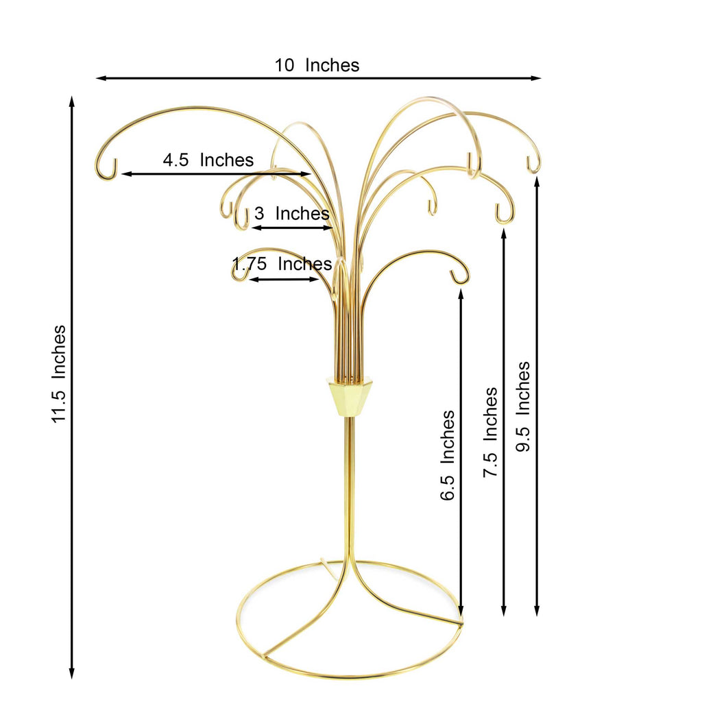 12-Arm Spiral Fountain Brass Gold Metal Ornament Stand Display 11.5 Inches