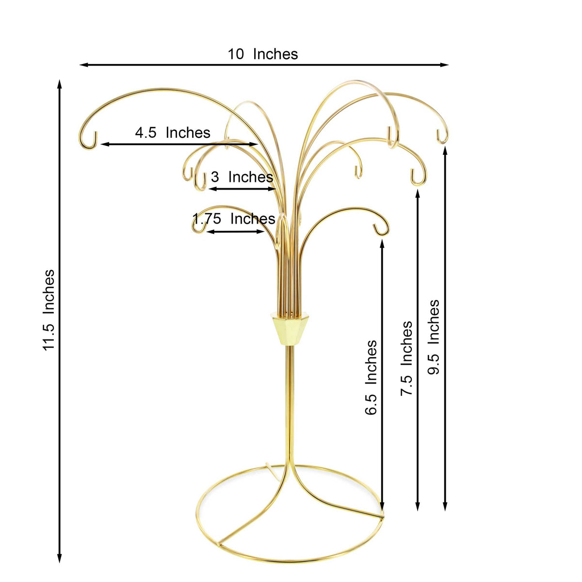 12-Arm Spiral Fountain Brass Gold Metal Ornament Stand Display 11.5 Inches