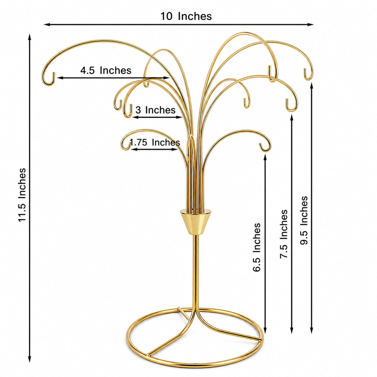 12-Arm Spiral Fountain Brass Gold Metal Ornament Stand Display 11.5 Inches
