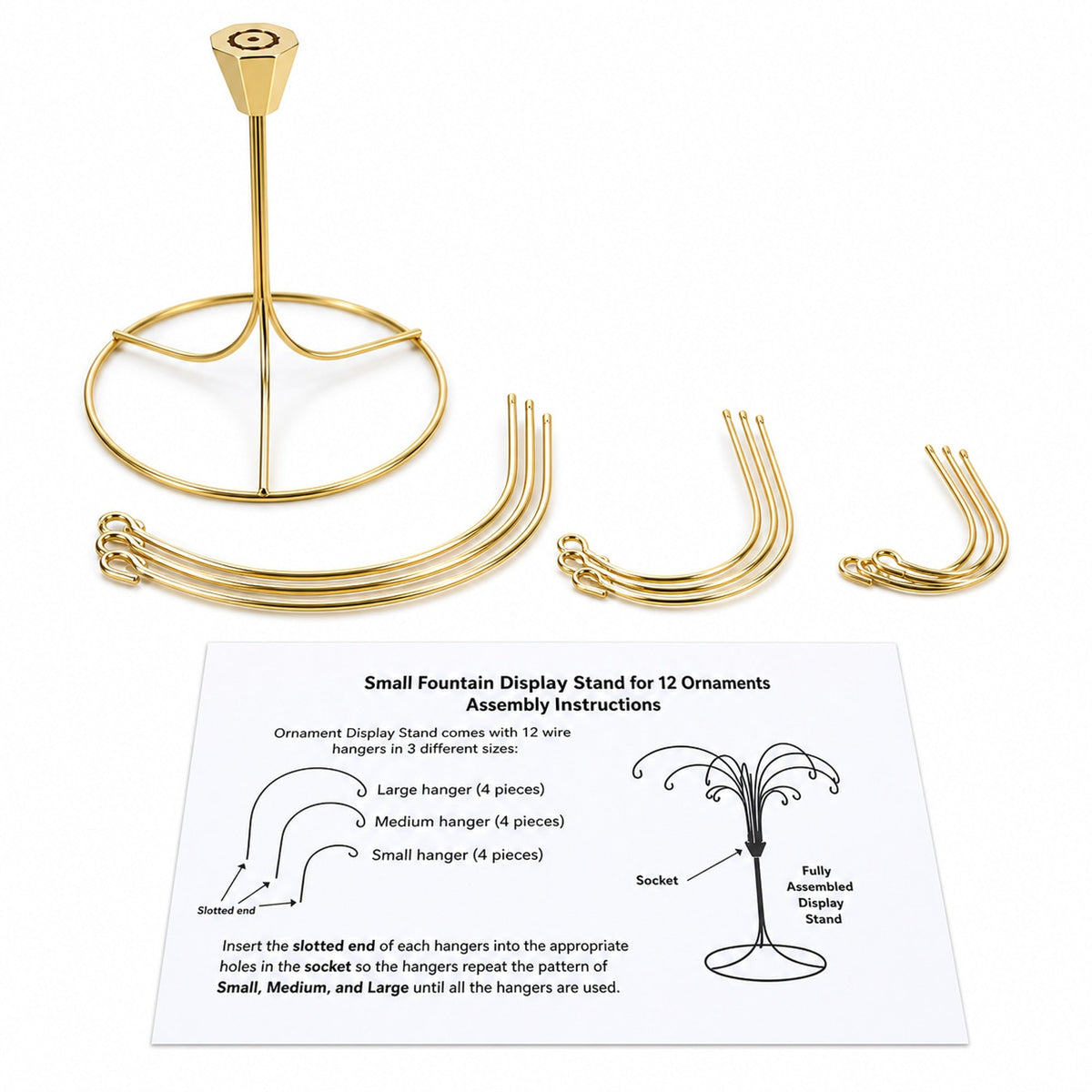 12-Arm Spiral Fountain Brass Gold Metal Ornament Stand Display 11.5 Inches