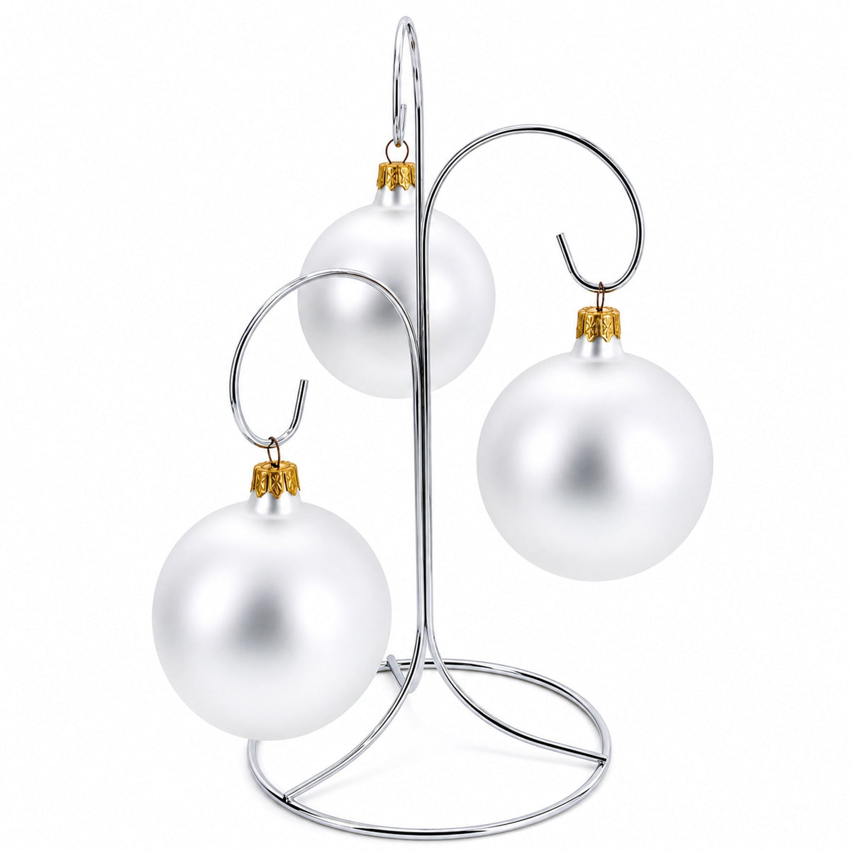 3-Arm 3-Tier Silver Metal Ornament Stand Display 10.75 Inches