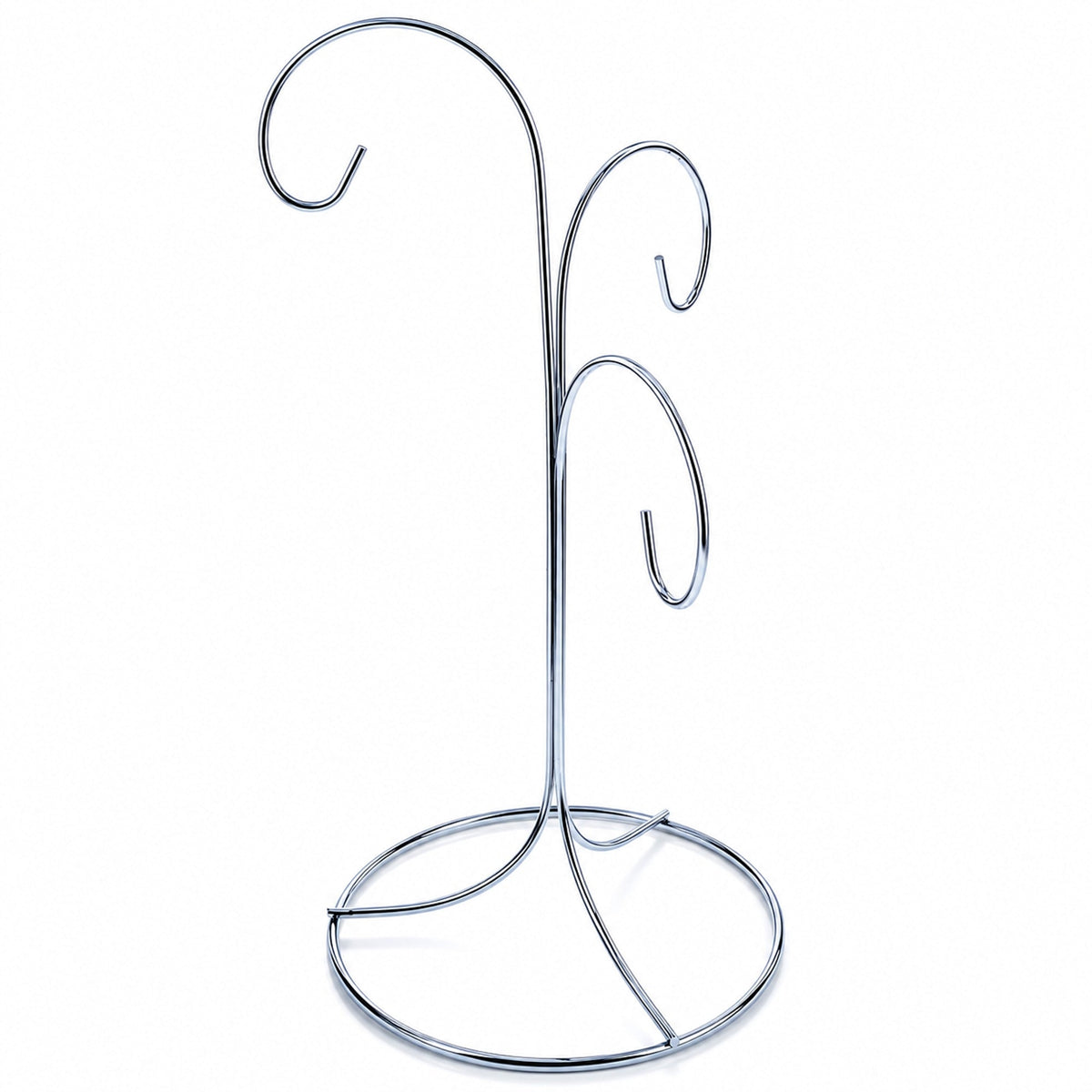 3-Arm 3-Tier Silver Metal Ornament Stand Display 10.75 Inches