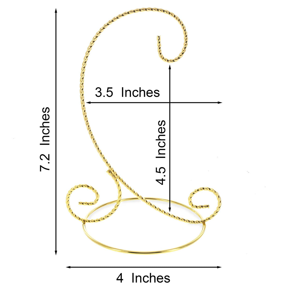 Twisted Wire Gold Metal Ornament Stand Display 7.2 Inches