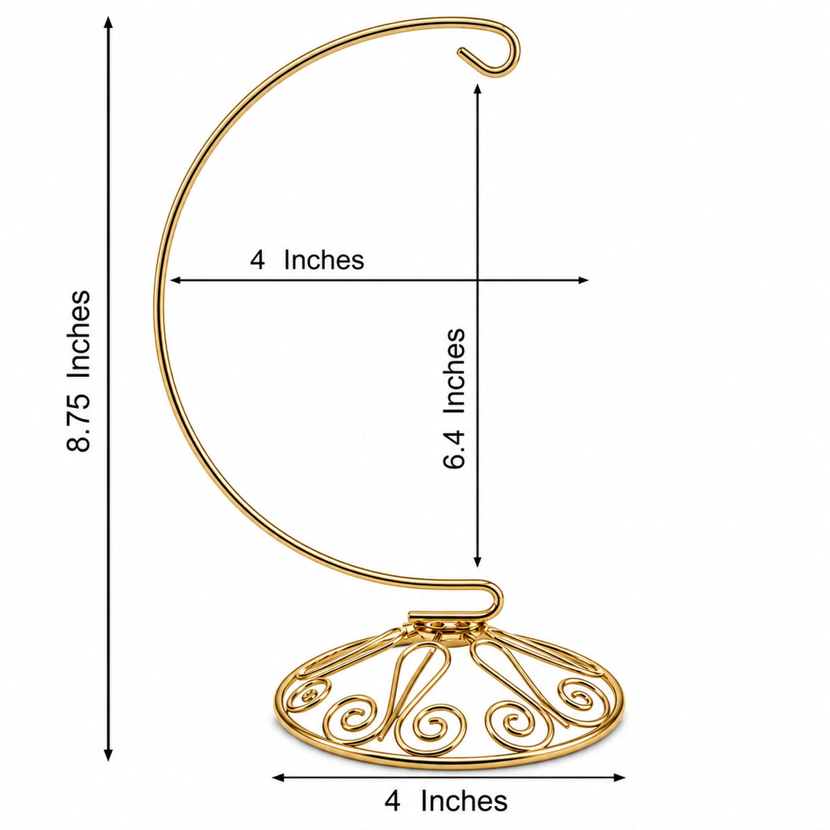 Curved Gold Wire Swirl Base Ornament Stand Display 8.75 Inches