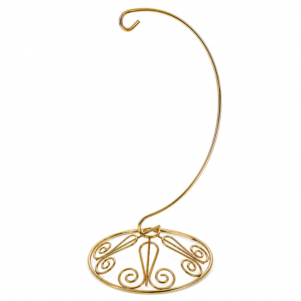 Curved Gold Wire Swirl Base Ornament Stand Display 8.75 Inches