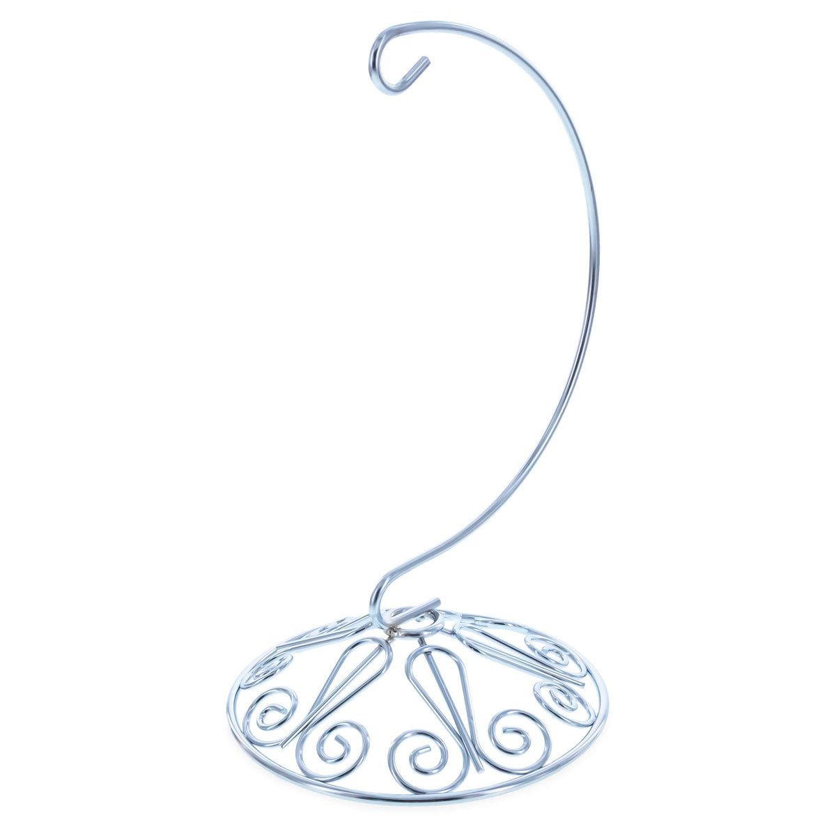 Curved Silver Wire Swirl Base Ornament Stand Display 7 Inches