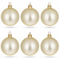 Set of 6 Beige Glass Ball Christmas Ornaments 3.25 Inches