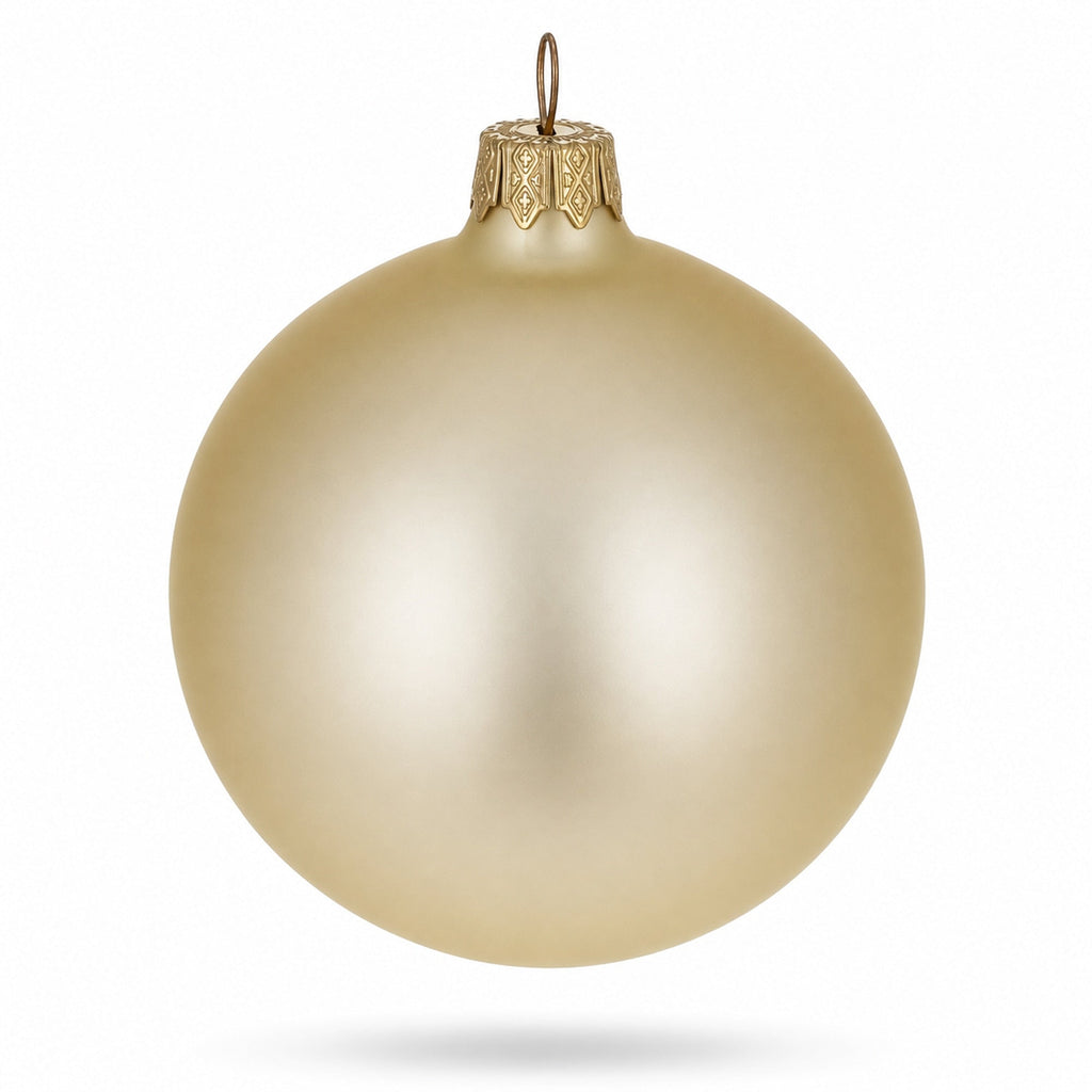 Set of 6 Beige Glass Ball Christmas Ornaments 3.25 Inches