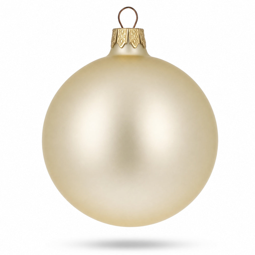Set of 6 Beige Glass Ball Christmas Ornaments 3.25 Inches