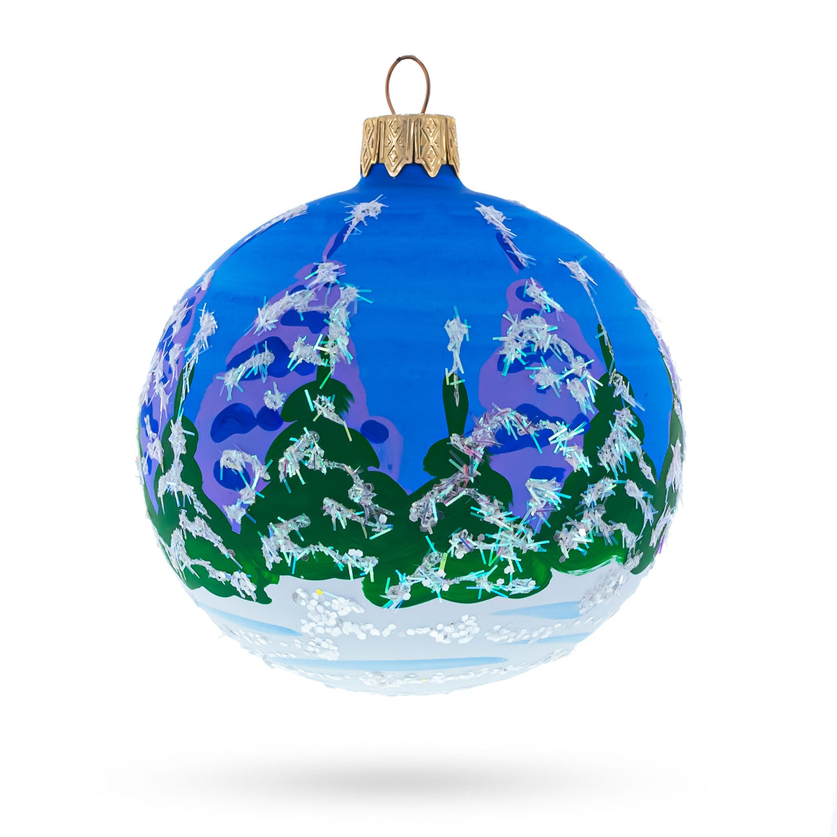 Bear with Rabbit and Fox Glass Ball Ornament 3.25 Inches