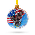 USA Flag and Bald Eagle Glass Ball Christmas Ornament 3.25 Inches