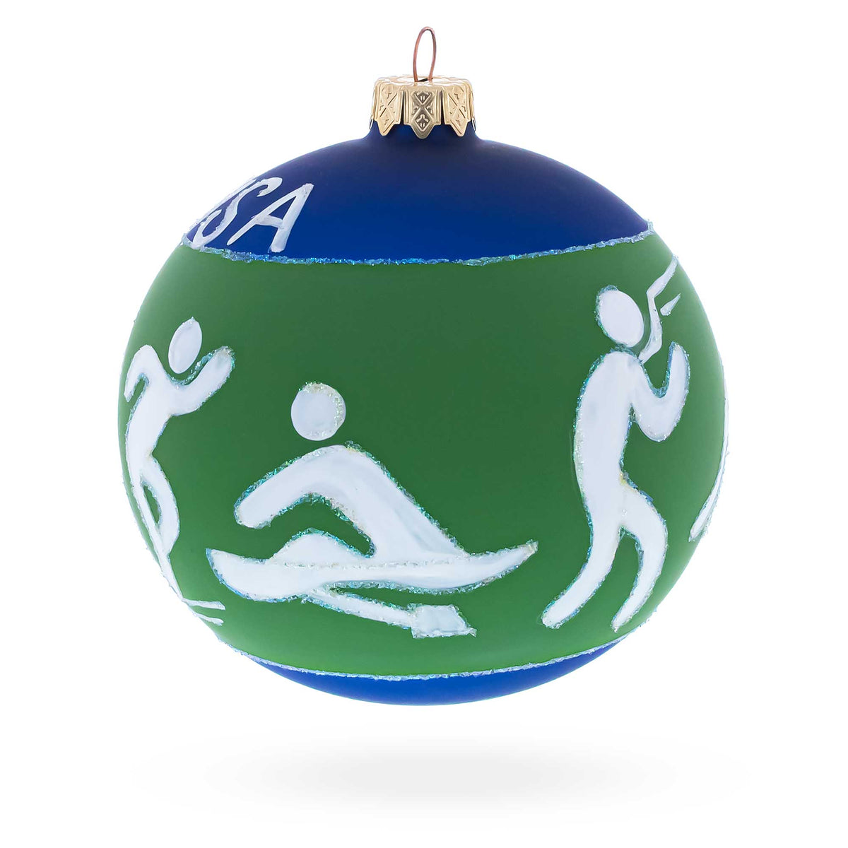 Swimming, Boxing, Biking, Track, Rowing Sports Glass Ball Christmas Ornament 4 Inches