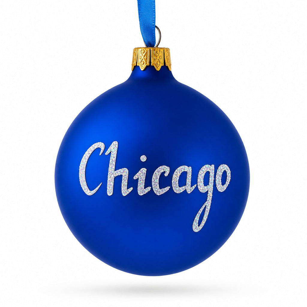 Navy Pier, Chicago, Illinois Glass Ball Christmas Ornament 3.25 Inches