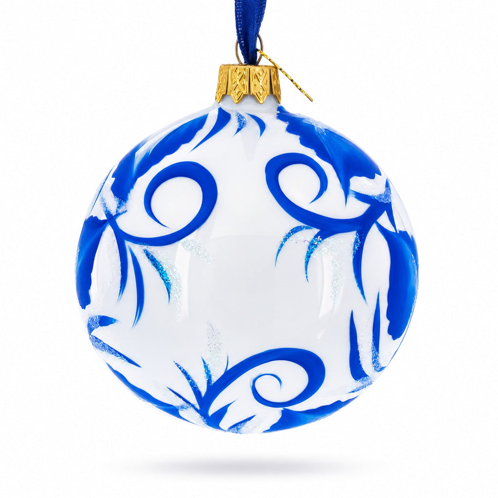 Pansies Flowers on White Glass Ball Christmas Ornament 3.25 Inches