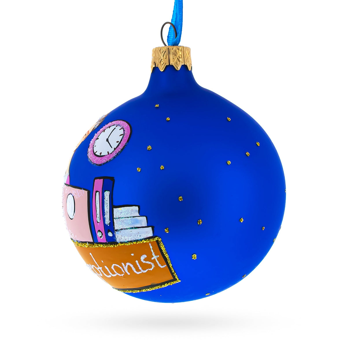 Receptionist Secretary Glass Ball Christmas Ornament 3.25 Inches