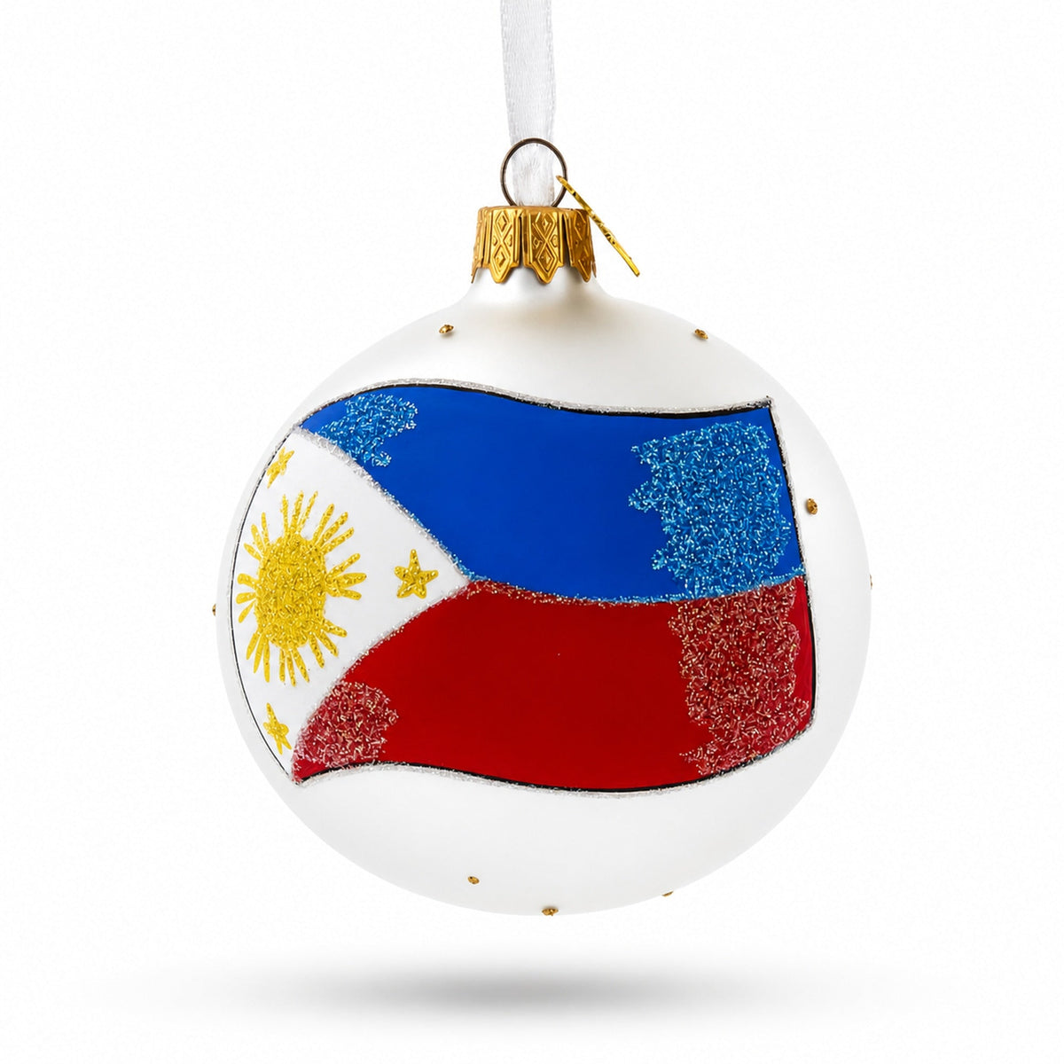 Flag of Philippines Glass Ball Christmas Ornament 3.25 Inches