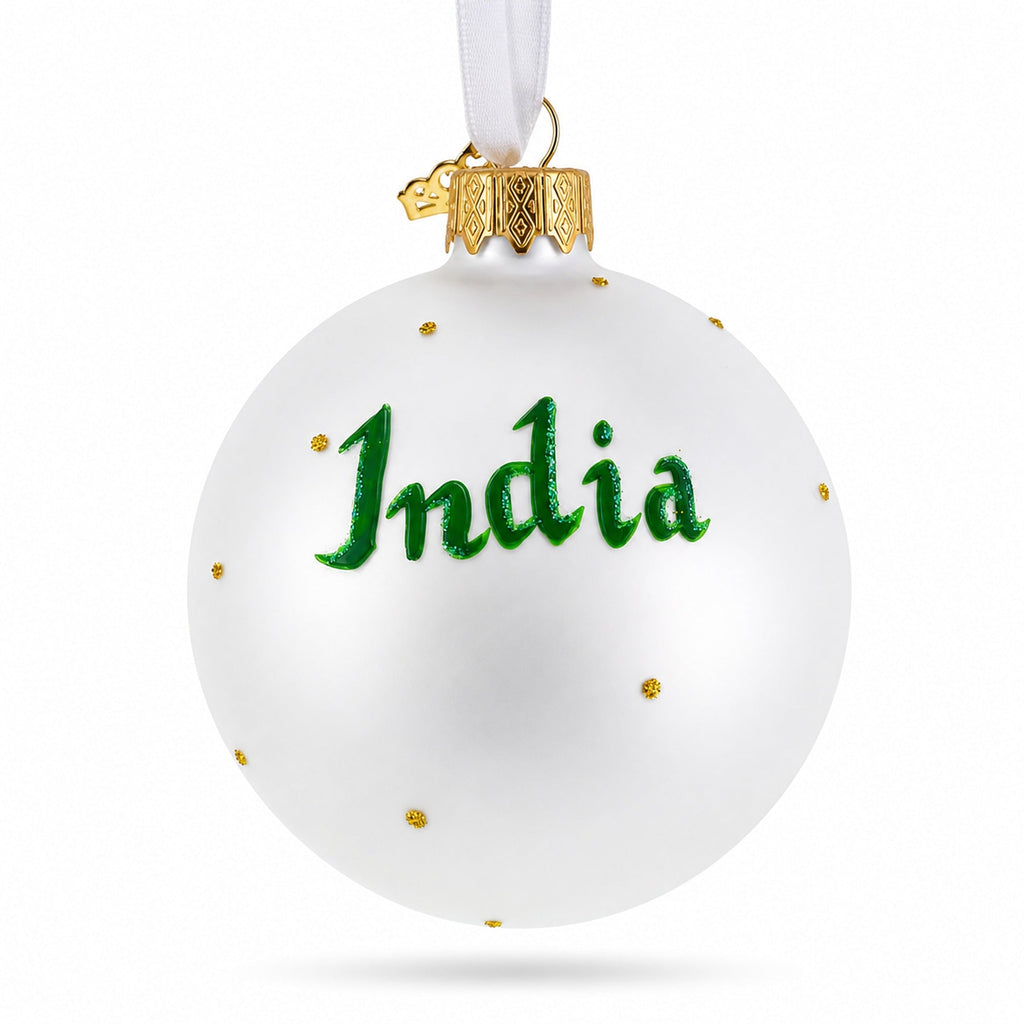 Flag of India Glass Ball Christmas Ornament 3.25 Inches