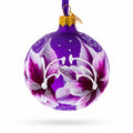 Purple Lily Blossoms Glass Ball Christmas Ornament 3.25 Inches