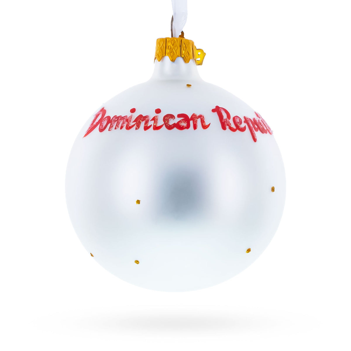 Flag of Dominican Republic Glass Ball Christmas Ornament 3.25 Inches
