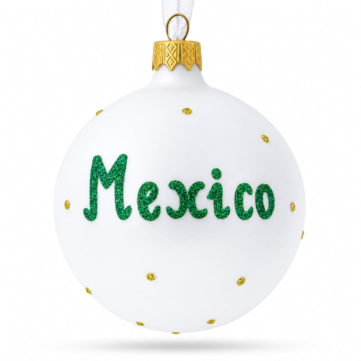 Flag of Mexico Glass Ball Christmas Ornament 3.25 Inches
