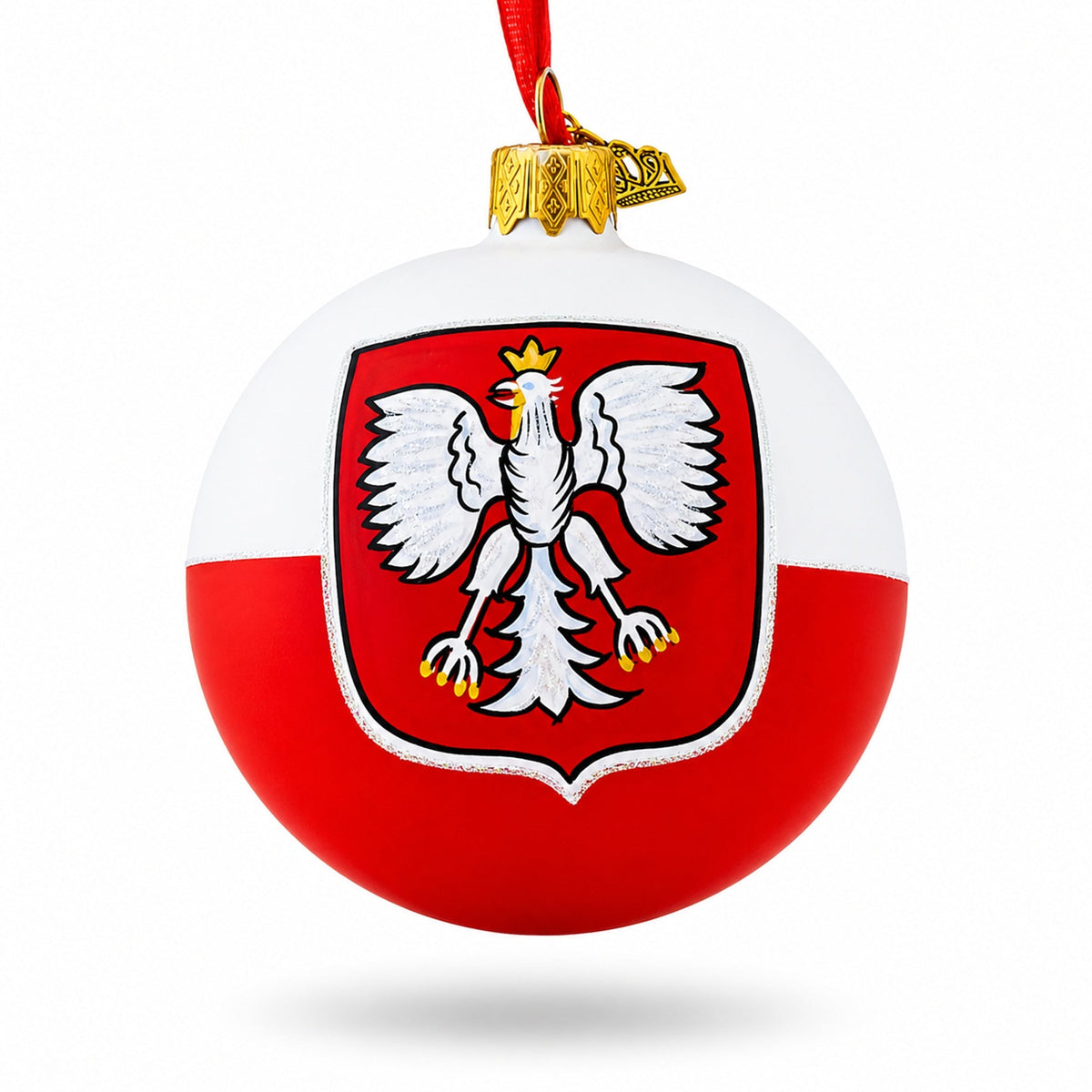 Poland Coat of Arms Glass Ball Christmas Ornament 3.25 Inches