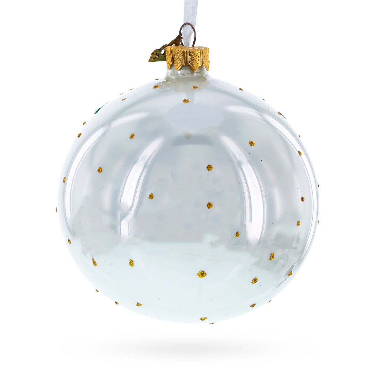 Panda Bears on Tree Branch Glass Ball Christmas Ornament 4 Inches