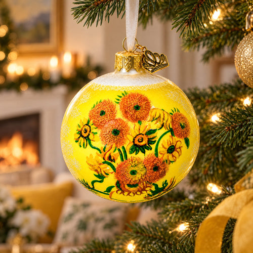 1887 'Sunflowers' by Vincent Van Gogh Glass Ball Christmas Ornament 4 Inches