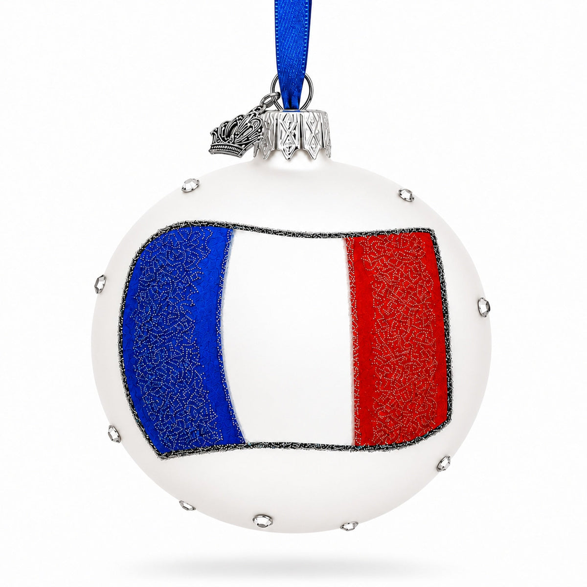 Flag of France Glass Ball Christmas Ornament 3.25 Inches