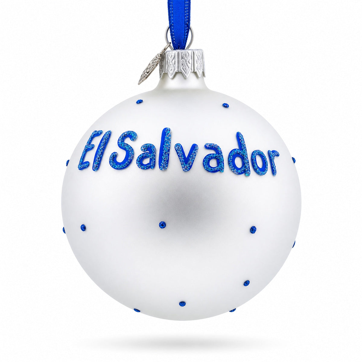 Flag of El Salvador Glass Ball Christmas Ornament 3.25 Inches