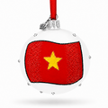 Flag of Vietnam Glass Ball Christmas Ornament 3.25 Inches