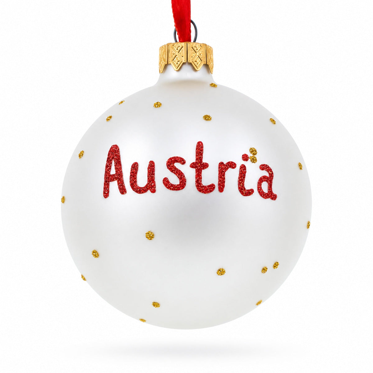 Flag of Austria Glass Ball Christmas Ornament 3.25 Inches