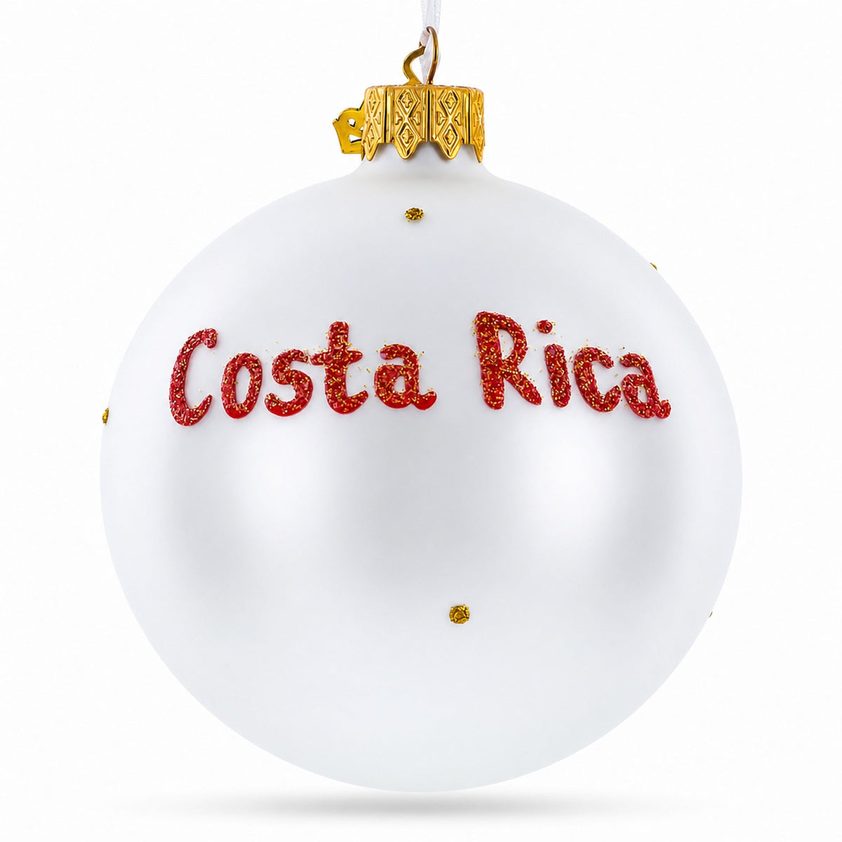 Flag of Costa Rica Glass Ball Christmas Ornament 3.25 Inches