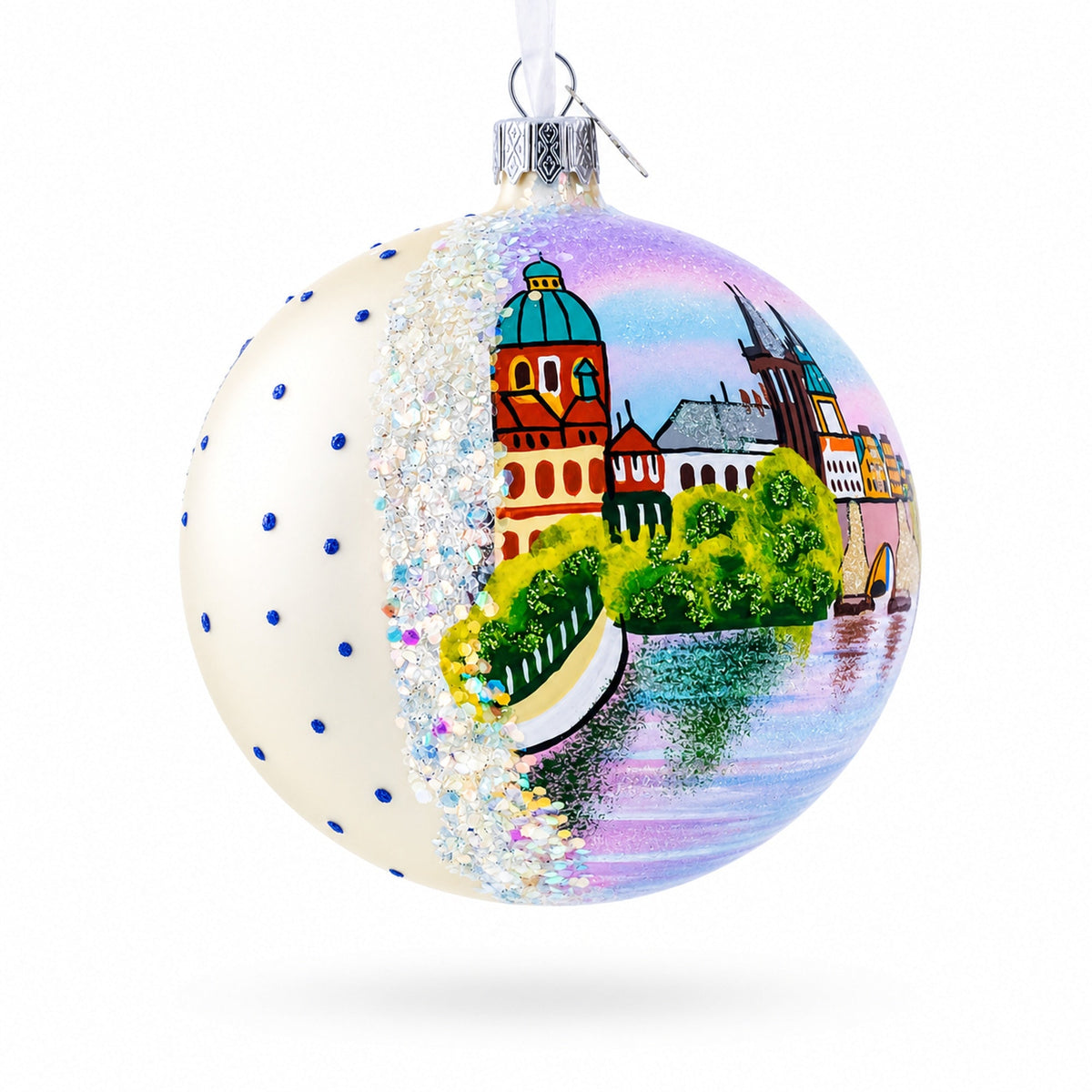 Karluv Most, Prague, Czech Republic Glass Ball Christmas Ornament 4 Inches