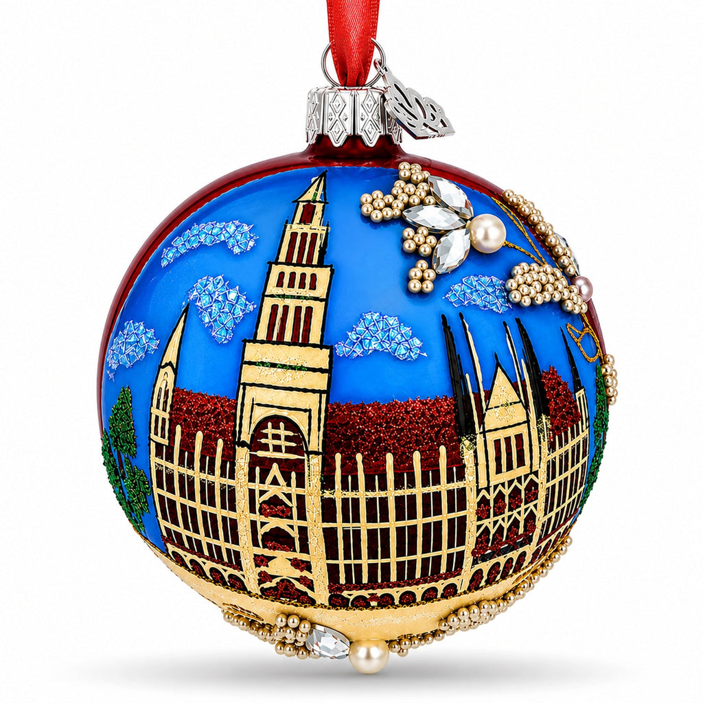 Marienplatz in Munich, Germany Glass Ball Christmas Ornament 3.25 Inches