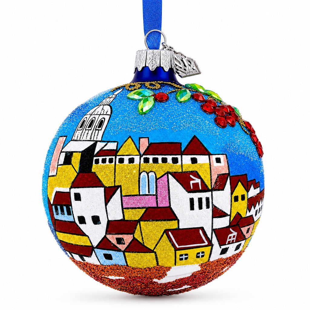 Alfama, Lisbon, Portugal Glass Ball Christmas Ornament 3.25 Inches