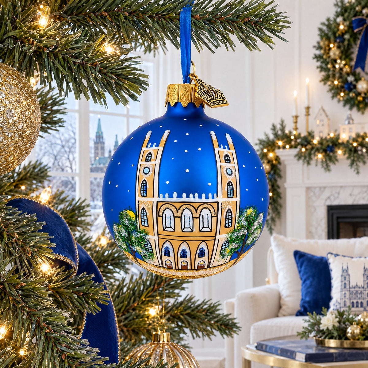 Notre-Dame Basilica, Montreal, Canada Glass Ball Christmas Ornament 3.25 Inches